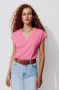 Promod T-shirt col V Femme - Rose Best Sale