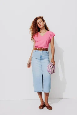 Promod T-shirt col V Femme - Rose Best Sale