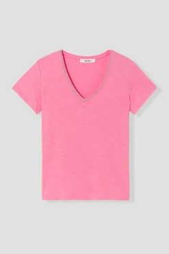 Promod T-shirt col V Femme - Rose Cheap