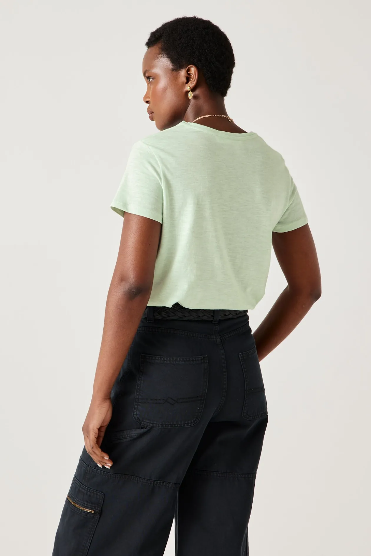 Promod T-shirt col V Femme - Vert clair Vertclair Shop