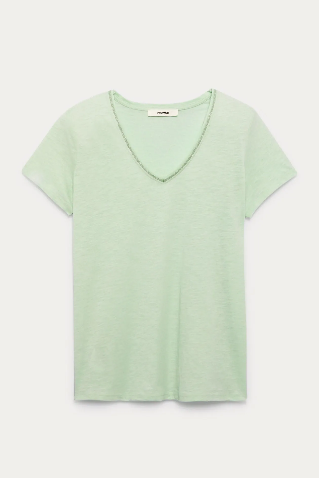 Promod T-shirt col V Femme - Vert clair Vertclair Shop