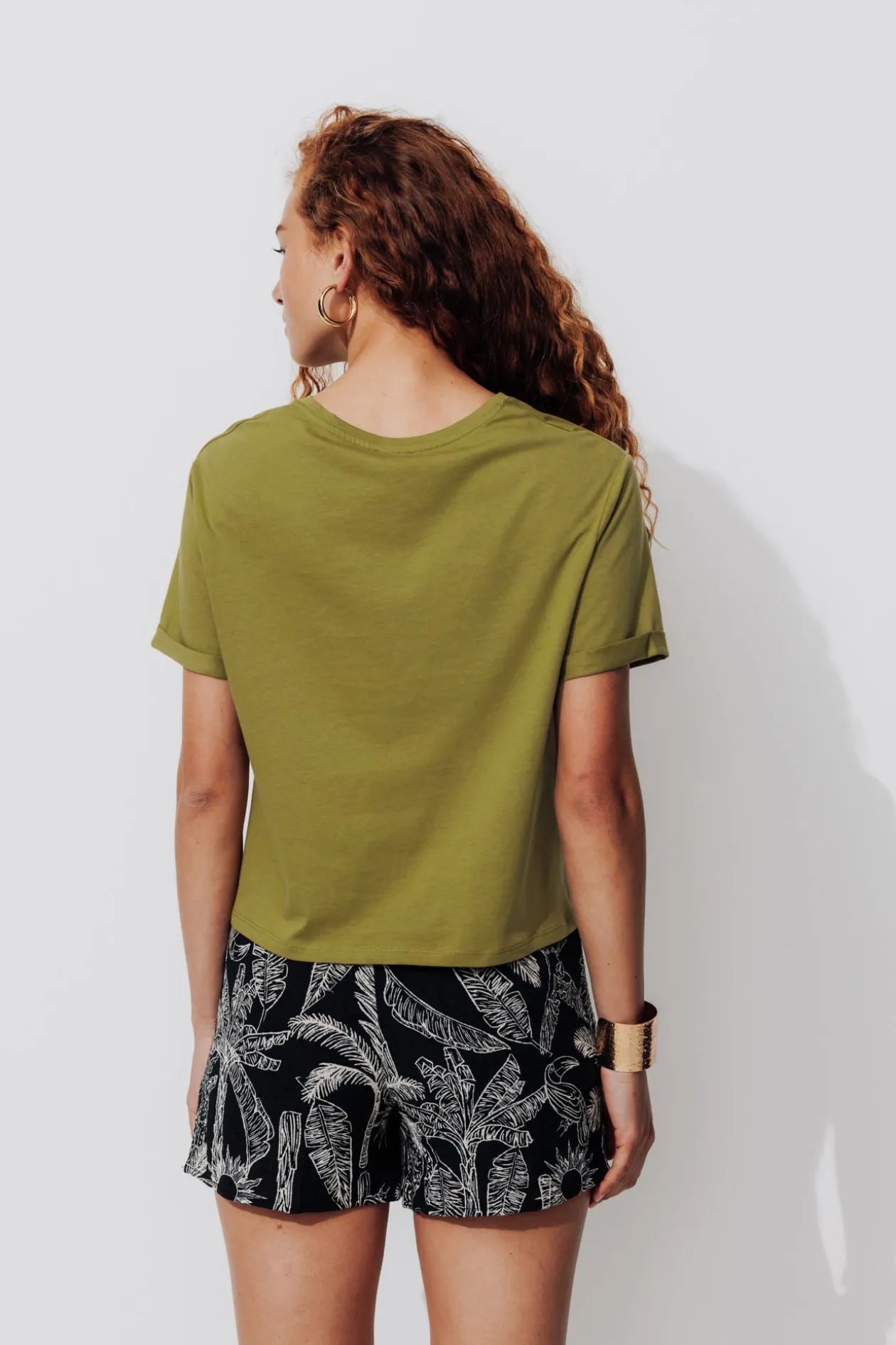 Promod T-shirt cropped noué Femme - Kaki Best