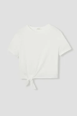 Promod T-shirt cropped noué Femme - Ecru Best Sale