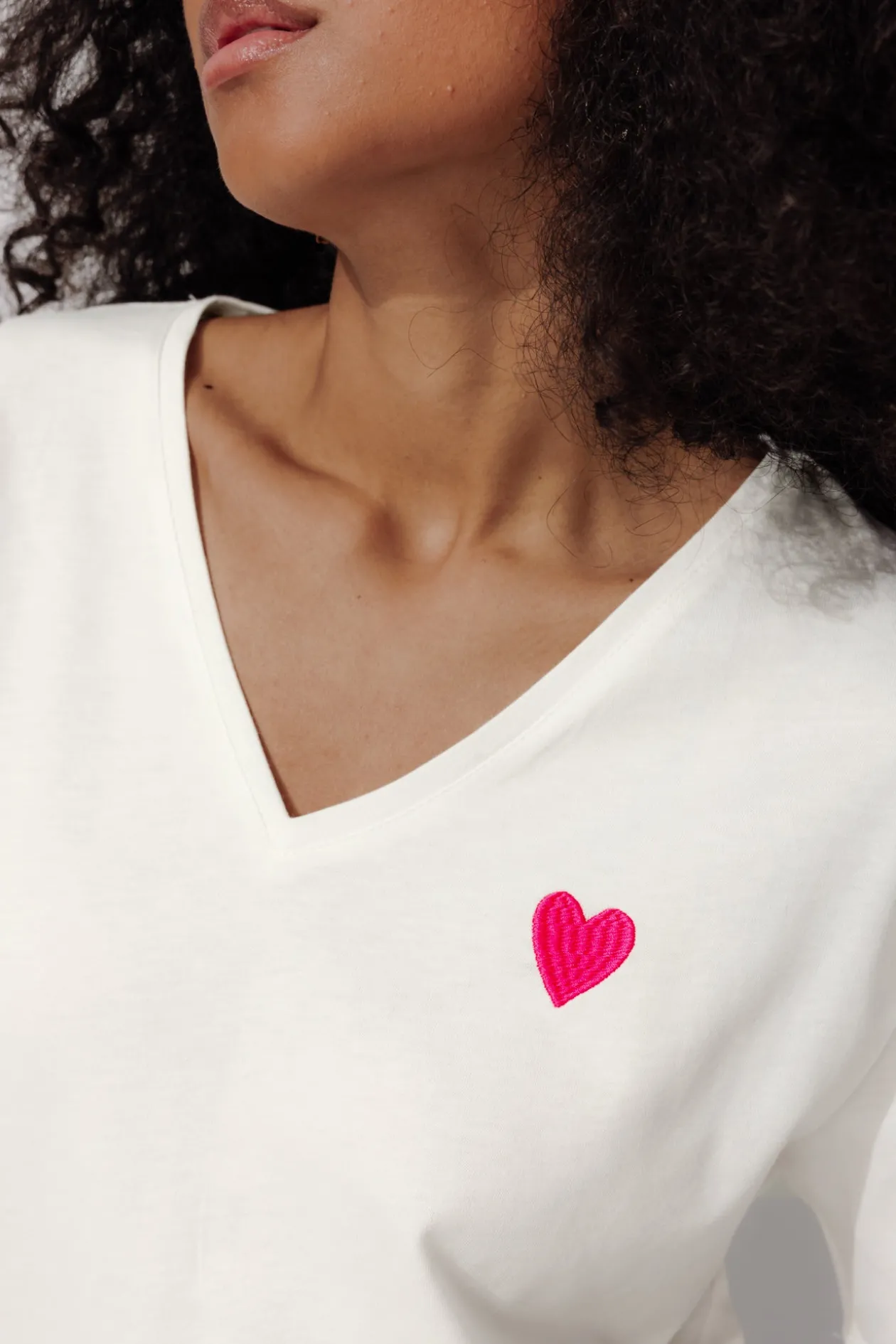 Promod T-shirt cœur brodé Femme - Ecru Discount