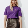 Promod T-shirt cœur brodé Femme - Violet Online