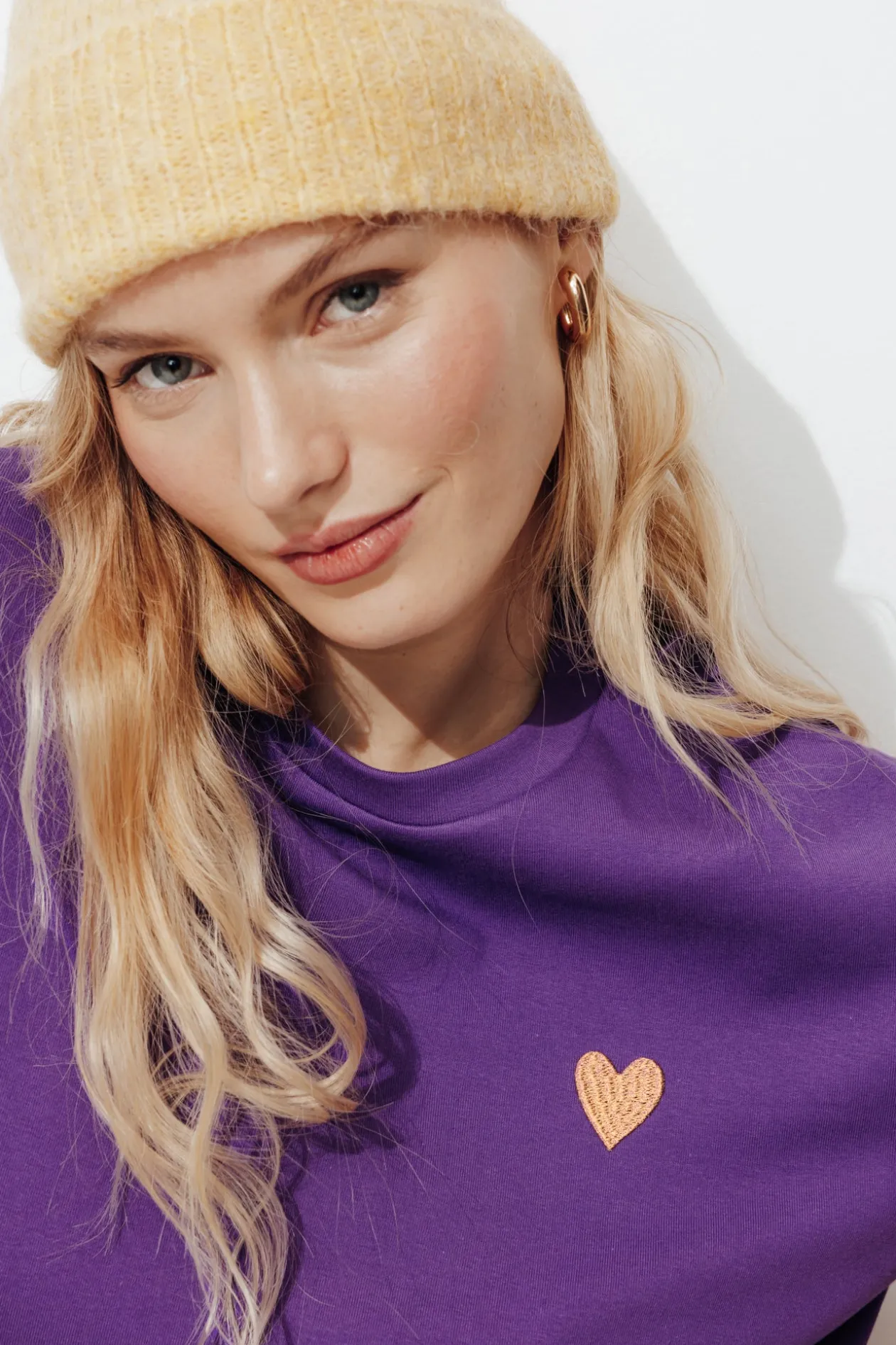 Promod T-shirt cœur brodé Femme - Violet Online