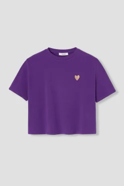 Promod T-shirt cœur brodé Femme - Violet Online
