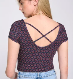 Promod T-shirt décolleté rond - Imprimé marine Imprimémarine Cheap