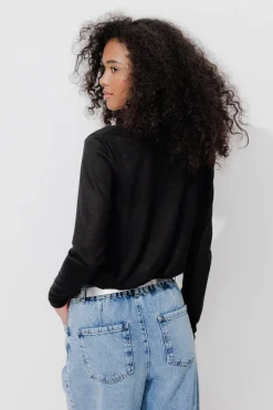 Promod T-shirt détail dentelle Femme - Noir Best