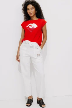 Promod T-shirt logo Femme - Rouge Best Sale