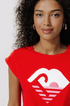 Promod T-shirt logo Femme - Rouge Best Sale