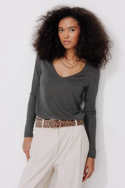 Promod T-shirt manches longues Femme - Gris foncé Grisfoncé Flash Sale