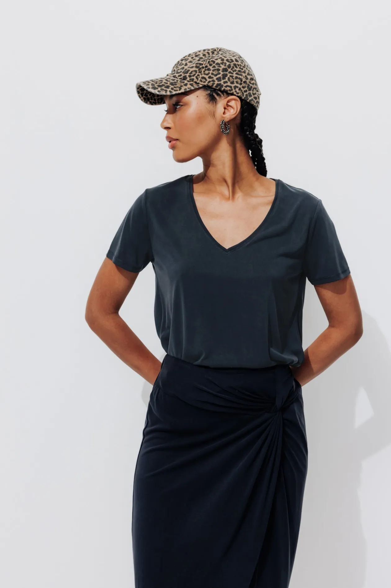 Promod T-shirt uni col V Femme - Noir Cheap