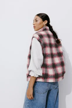 Promod Veste à carreaux et moumoute - Carreaux multicolores Carreauxmulticolores Cheap