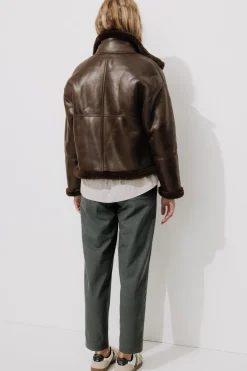 Promod Veste en moumoute retournée - Marron Cheap