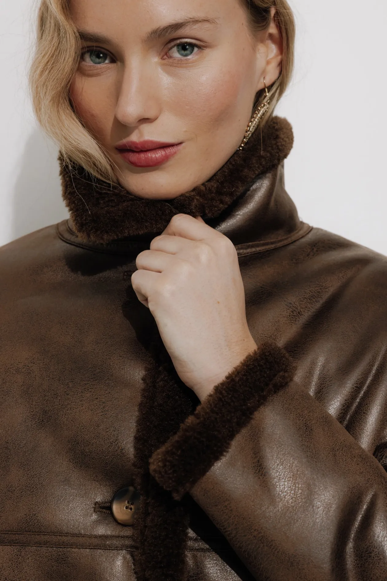 Promod Veste en moumoute retournée - Marron Cheap