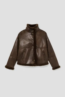 Promod Veste en moumoute retournée - Marron Cheap