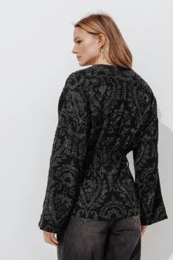 Promod Veste kimono en jacquard perlé - Imprimé marine Imprimémarine Cheap