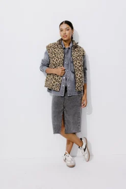 Promod Veste léopard et moumoute - Imprimé noir Impriménoir Store