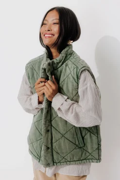 Promod Veste matelassée en molleton - Kaki Outlet