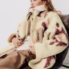 Promod Veste moumoute zippée oversize - Imprimé écru Impriméécru Hot