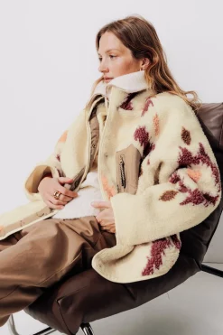 Promod Veste moumoute zippée oversize - Imprimé écru Impriméécru Hot